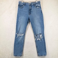 Abercrombie  Fitch The Skinny High Rise Distressed Jeans Blue 30/10R Med Wash