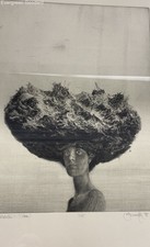 Signed Framed Limited Edition Print of a Woman Wearing a Stormy Sea