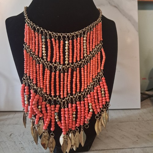 Goldtone Beaded Bibb Necklace