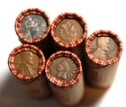Lot of 5 Wheat Cent Rolls  Penny Rolls  Mixed dates 1910-1958 range