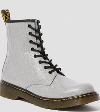 NEW Dr. Martens Youth 1460 Glitter Lace Up Boot Silver Big Kids UK3/M4/L5/EU36