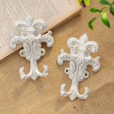 Sungmor Vintage Cast Iron Wall Hooks 2PC Farmhouse Keys Hats Coats Towels Holder