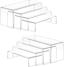 Acrylic Display Risers, 8 Pieces Clear Rectangular Tabletop Display Stand for...