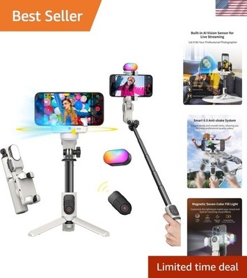 M1 Pro Gimbal Stabilizer: 4-in-1 Selfie Stick Tripod with 360° Face Tracking