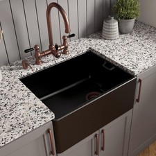 LSC Belfast 595 1.0 Bowl Matt Black Ceramic Kitchen Sink & Waste