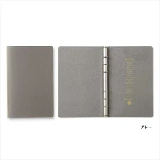 PLOTTER 6-Ring Leather Binder, Shrink, Bible Size, Gray New