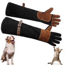 Animal Handing Gloves Bite Proof with Reinforced Leather Padding for Dog, Cat...