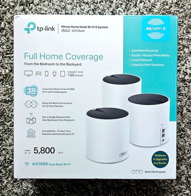 New in Box TP-Link Deco X25 AX1800 Whole Home Mesh WiFi 6 System Pack of 3 White