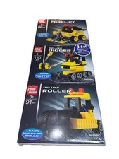 Cool Builders Building Block Set Of 3 Forklift Digger Roller