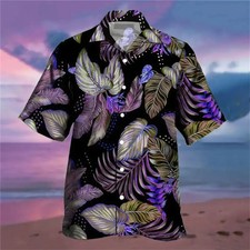 Men's Print Hawaiian Shirt Tropical Beach Aloha Summer Wear