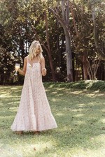 Alakai Dress Size XL Winslet Maxi Ditsy Floral Blue Tiered Button Down