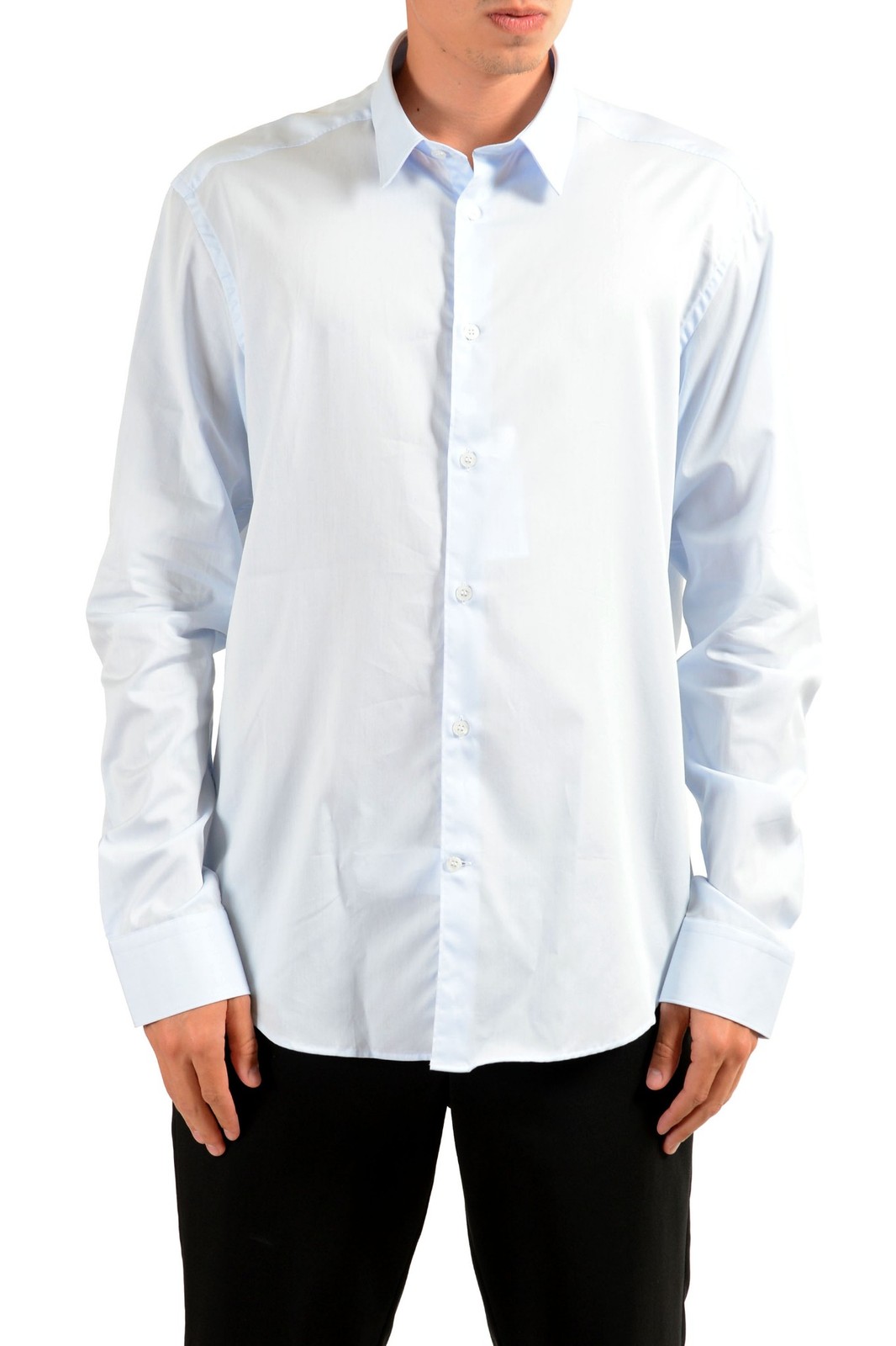 Трендовая мужская светло-голубая рубашка с длинным рукавом из коллекции Versace 20590₽