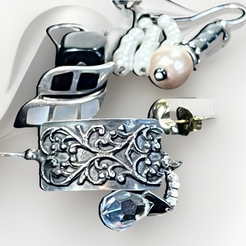 VTG to Now Gemstone Sterling Silver & Not Single Earrings Lot 46+ Total- 61.1g - Picture 10 of 18