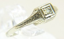 Beautiful Vintage 14 K White Gold Art Deco Diamond Child s or Toe Sz 4 Ring