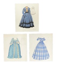Dolls House Victorian Dress Design Posters Miniature Sewing Room Accessory 1:12