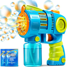 Automatic Kids Bubble Gun Machine with Refills 2-in-1 Toy for Summer Parties Fun