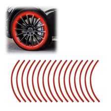 16PCS 17''-19'' Reflective Wheel Rim Stripe Sticker Decal, Waterproof Auto Red