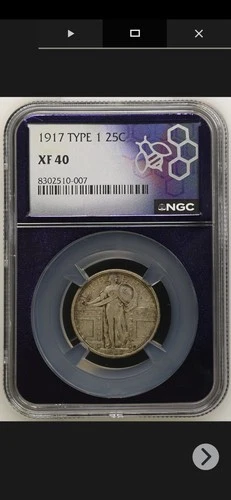 1917 TYPE-1 STANDING LIBERTY QUARTER - NGC XF40