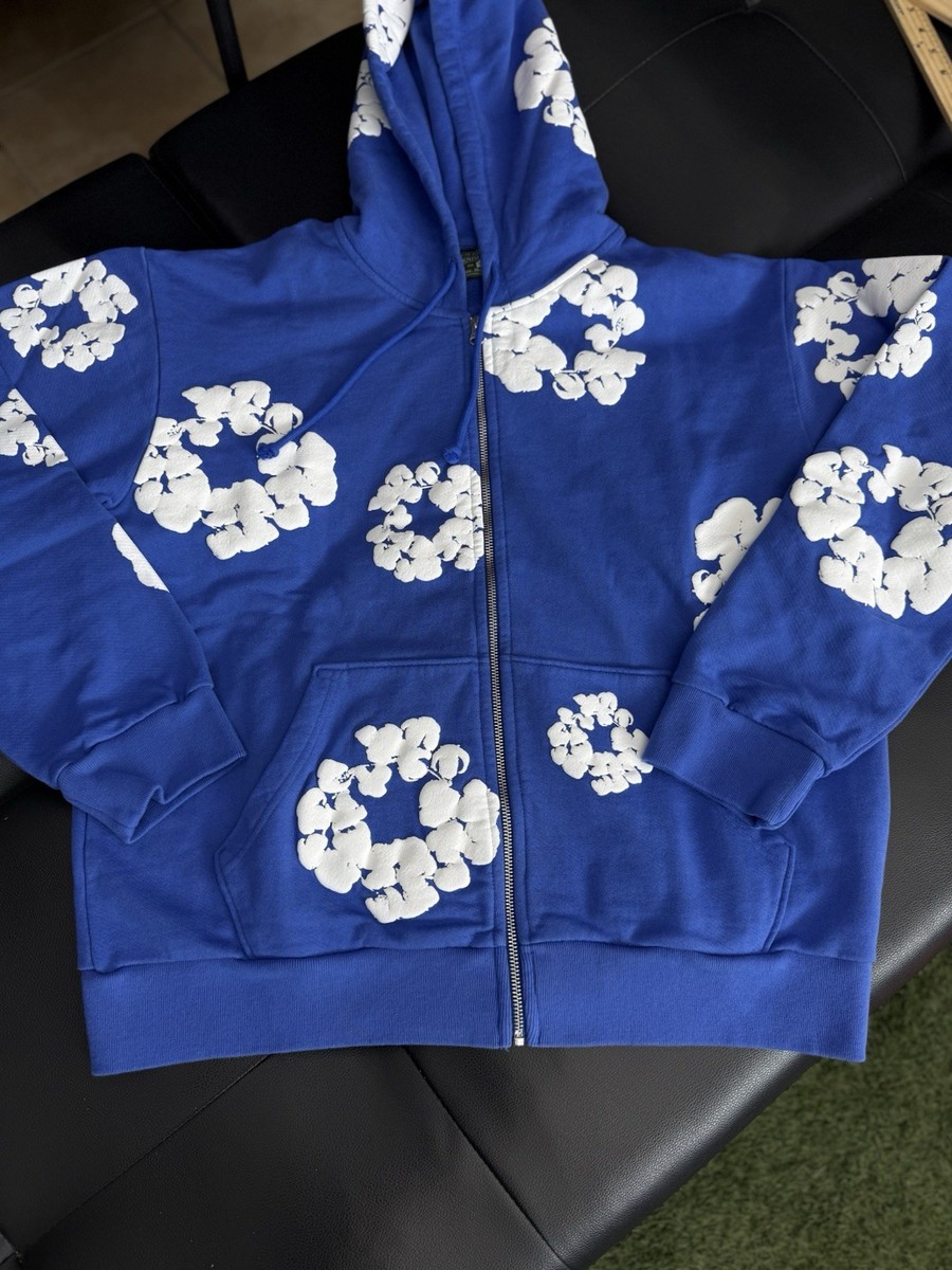 denim tearsブルーサイズs Size M - Denim Tears Cotton Wreath Blue Zip Up Hoodie 100