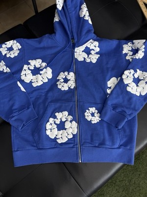 Size M - Denim Tears Cotton Wreath Blue Zip Up Hoodie 100