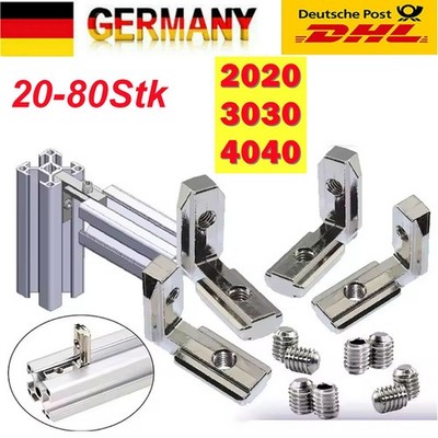 20-80 Stk Aluprofil Verbinder Innenwinkel Außenwinkel 2020 3030 4040 Nut6 Nut8