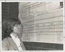 Press Photo Norma Brandon with Voters List at Camp Hill High School Voting Place