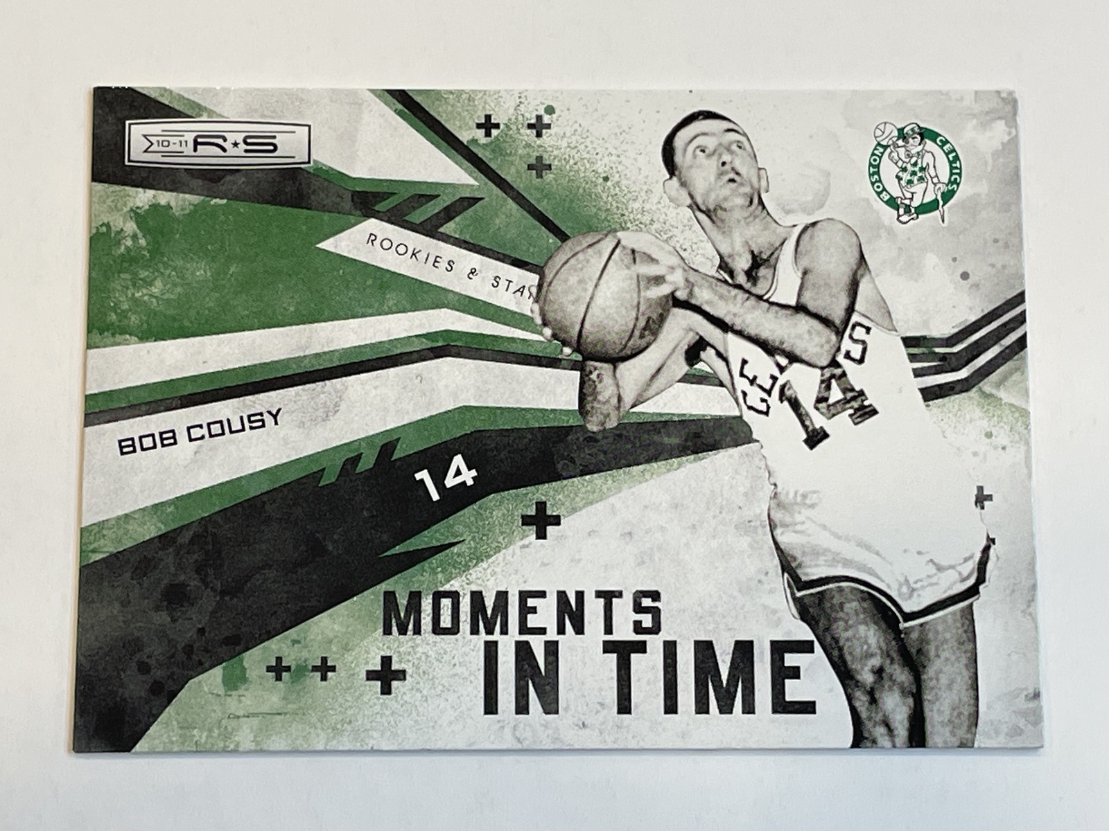 Bob Cousy #1 Basketball Cards 2010 Panini Rookies & Stars Moments in Time trading card — raw and PSA graded price guide