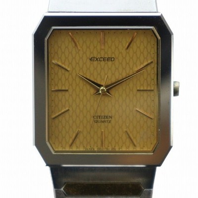Citizen Exceed Octagon Watch Quartz Logo Square Gold Color 1930