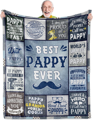 Pappy Blanket 60''X50'', Pappy Gifts Grandkids, Best Birthday Father'S Day for Pap