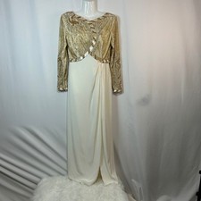 Oleg Cassini Blacktie Gown Evening Dress Formal Gold Beaded Sequined Size 4