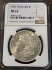 1921 Morgan Silver Dollar MS 62 NGC