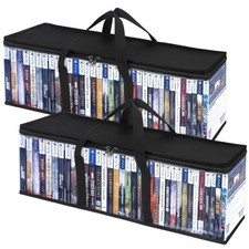 Set of 2 Clear PVC DVD Storage Bags - 2 Pack - Clear PVC Media Storage Organizer