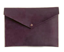 file Folder pocket cow Leather Messenger bag Briefcase case handmade purple Z043