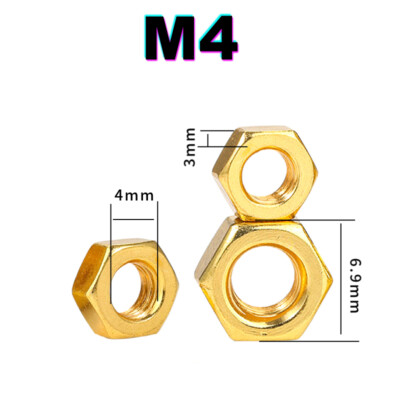 Titanium Plated Carbon Steel Hex Nut Gold Color Hexagon Nut M2 M2.5 M3 M4 M5 M6
