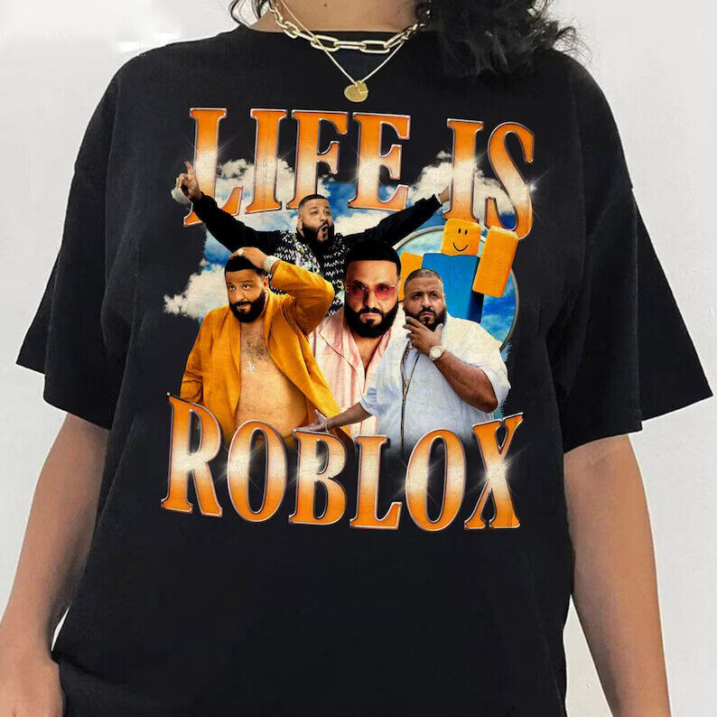 Dj-Khaled Shirts Dj-Khaled T-Shirt for Fans Black Life-is-Roblox Fashion  Kh%aled Women and Men Cotton T-Shirts Small