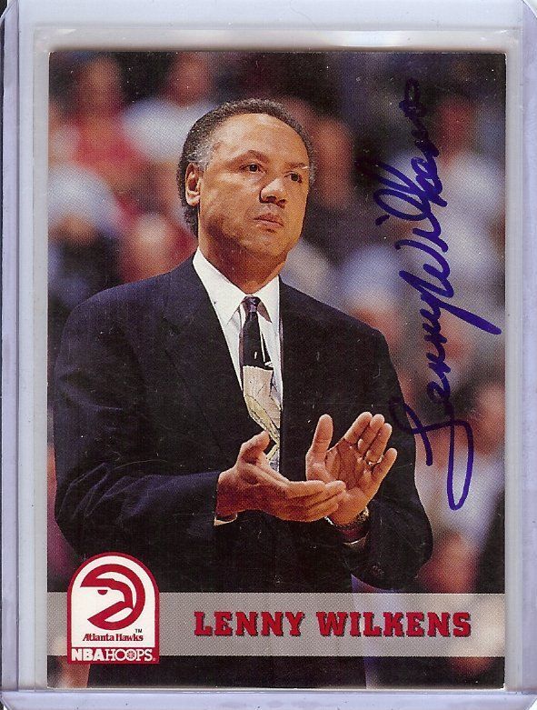 Lenny Wilkens Autographed Signed New York Yankees 1993-94 Hoops Hand Hawks Coach #230 JSA AI69368 