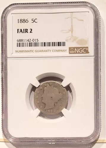1886 5 Cents Liberty Or V Nickel Graded Fair 2 By NGC
