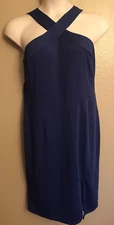 GRACE KARIN SIZE XL DARK BLUE BODYCON SHEATH HALTER DRESS SIDE SLIT