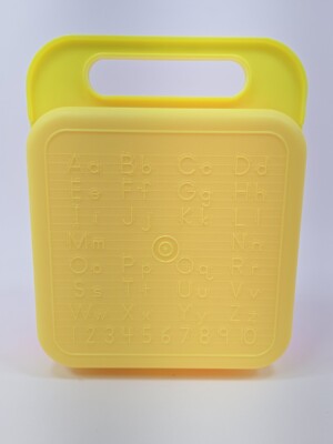 Vintage Tupperware Alphabet Stencil Case Yellow & Pink Lunch Box #1407 ...
