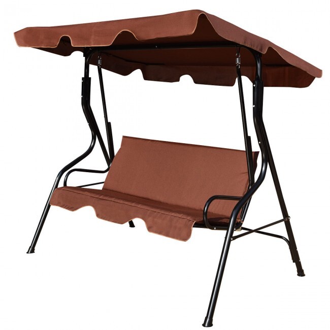 Swing Glider Hammock Steel Frame Cushioned Backyard Outdoor