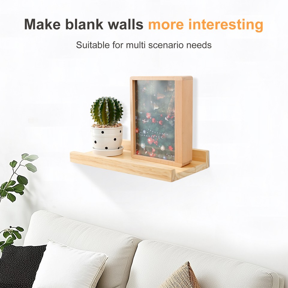 Picture Ledge Shelf 12 Inches Floating Shelf for Wall Solid Pine Wood