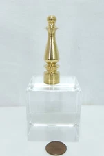 Single Vintage Round Turned Brass Lamp Finial.   2 7/16" H.   LF-228 .
