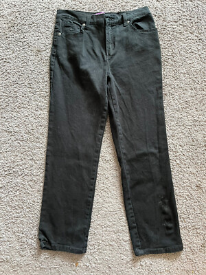 Gloria Vanderbilt Amanda Petite Womens 8P Stretch Solid Tapered Black Jeans  EUC