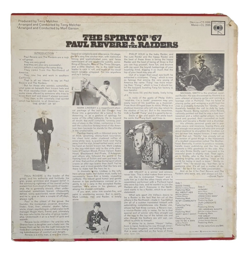 PAUL REVERE & THE RAIDERS Spirit Of ’67-U.S. LP Columbia CS 9395 Mono - STEREO