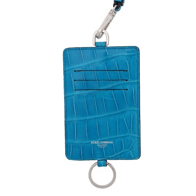 Porte-monnaie Dolce & Gabbana En Cuir De Crocodile Bleu Avec Logo - Neuf Avec étiquettes