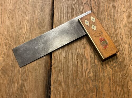VINTAGE BOXWOOD & BRASS 7 ” TRY SQUARE TRI SQUARE C F JOHNSON CARPENTERS TOOLS - Picture 1 of 7
