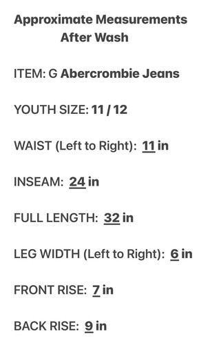 Abercrombie Kids Jeans Size 11 / 12 Youth Slim Legging EXCELLENT (SKU# 0347) - Picture 2 of 7