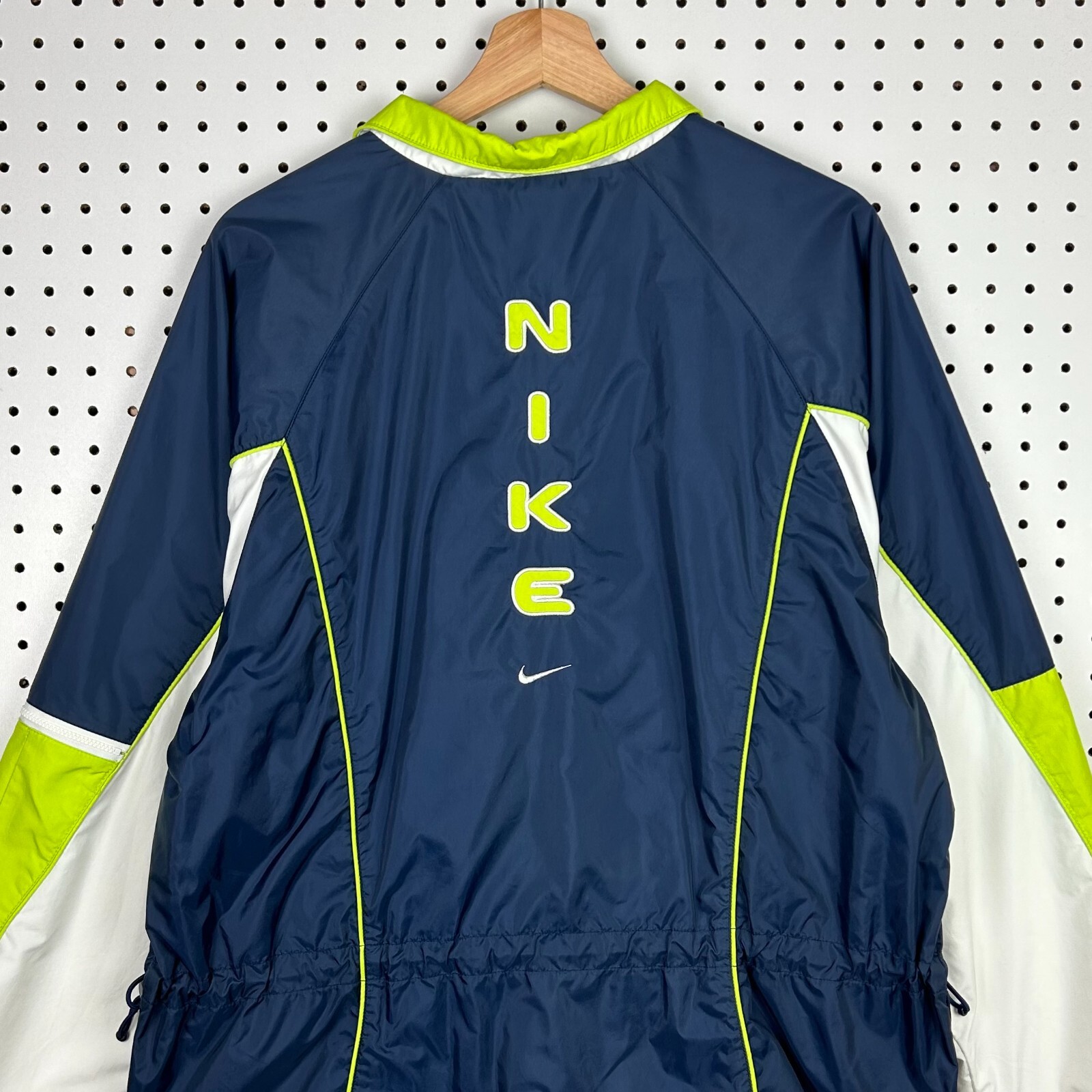 SACAI X NIKE Giacca a vento Nike vintage grande verde blu logo swoosh scritta full zip