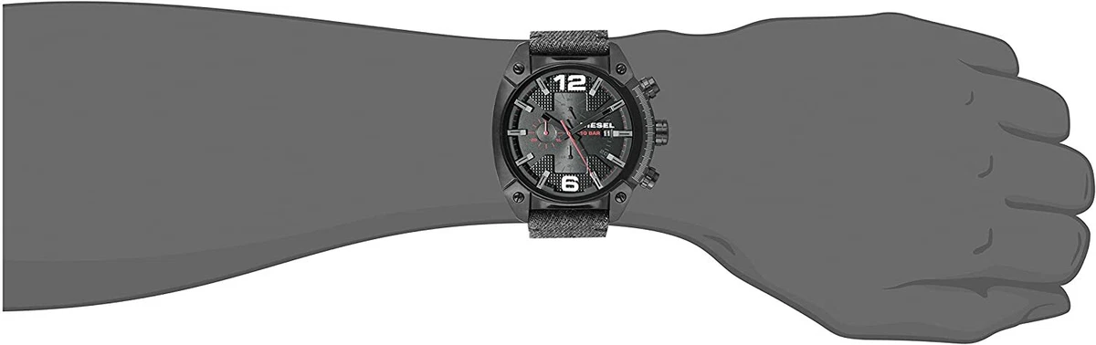Diesel DZ4373 Overflow Black Chrono Dial Gray Jeans Leather Strap