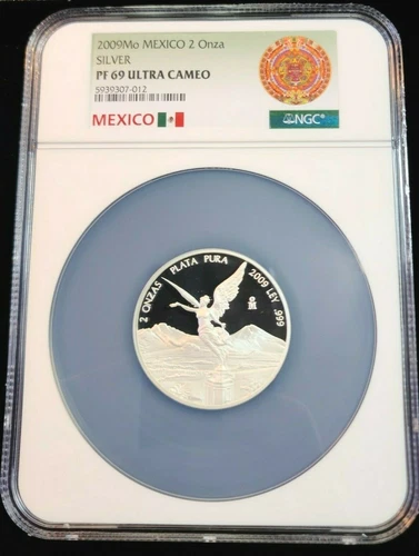 2009 MEXICO SILVER LIBERTAD 2 ONZA NGC PF 69 ULTRA CAMEO RARE HIGH GRADE BEAUTY